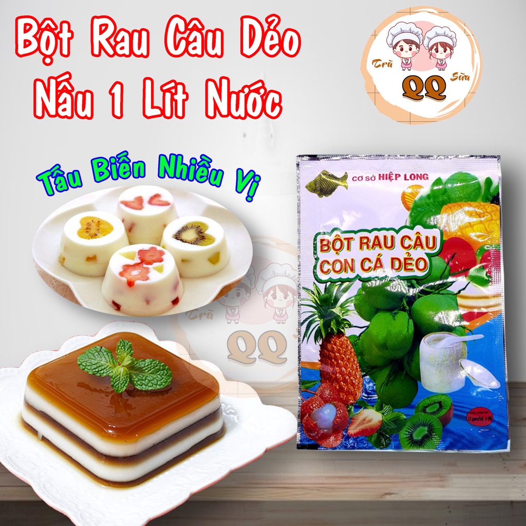 Gói bột rau câu dẻo nấu 1 lít nước dùng làm thạch rau câu, topping trà sữa, ăn vặt