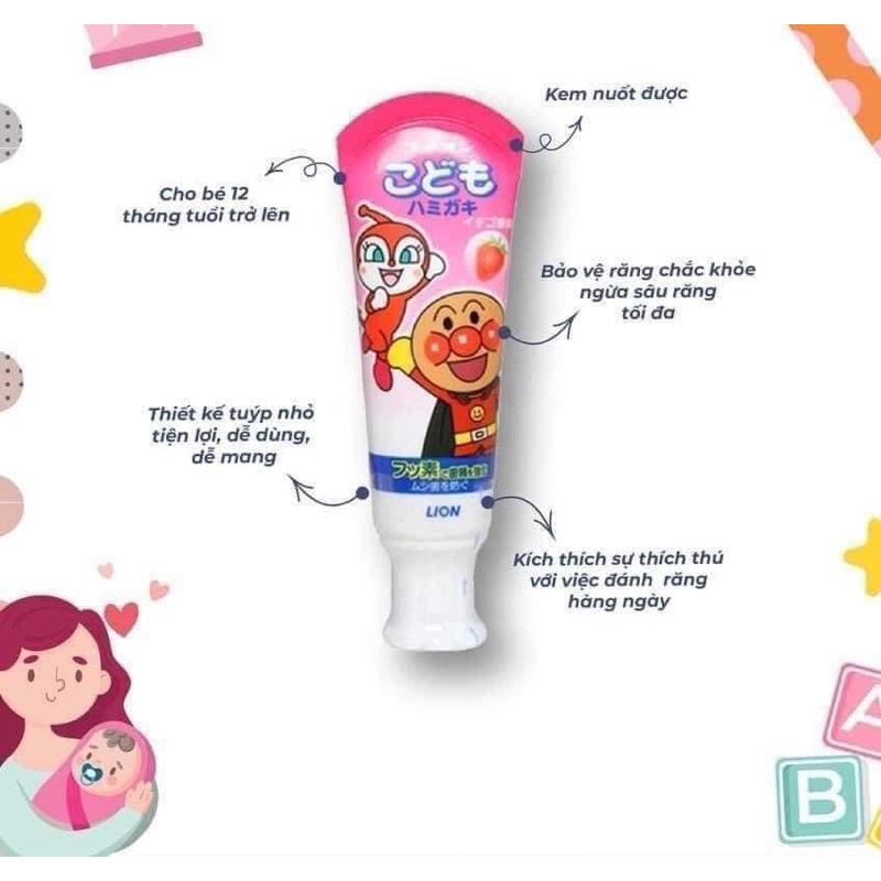 Kem đánh răng cho bé Lion/Sunstar/Kao nuốt được