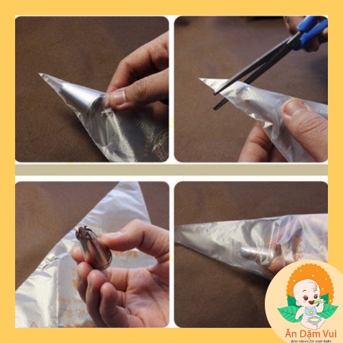 20 túi bắt kem nilong, túi trang trí bánh kem cookie dụng cụ làm bánh, làm xúc xích cho bé ăn dặm.