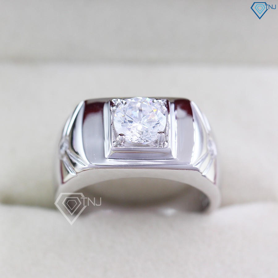 Nhẫn nam bạc 925 đẹp đính đá đơn giản NNA0075 Trang Sức TNJ