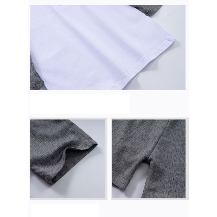 Bộ áo sơ mi cotton tay ngắn giả hai lớp + quần đùi Santikun phong cách Hàn Quốc thời trang mùa hè cho bé trai