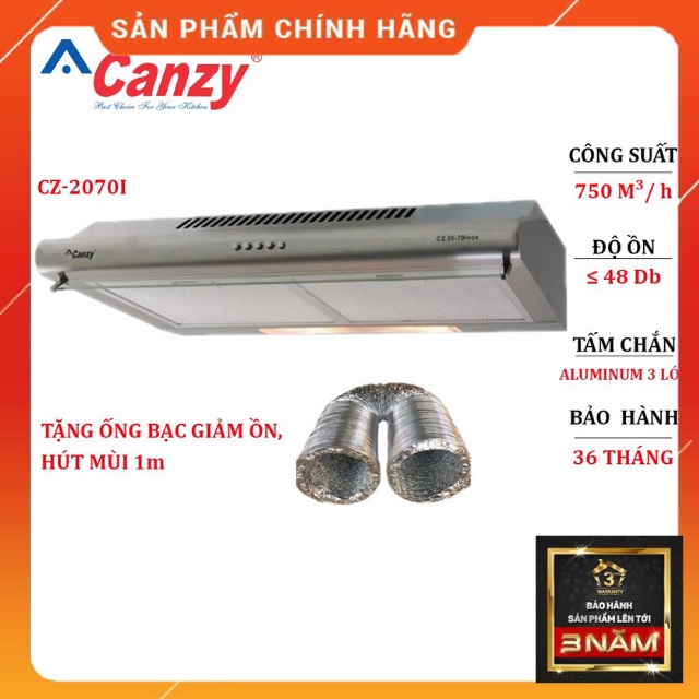 Máy Hút Mùi Canzy CZ 2070I - 70cm-inox, kiểu cổ điển- Khử Mùi Nhà Bếp -Hàng Chính,giá rẻ, Hãng-Bảo Hành 36 tháng