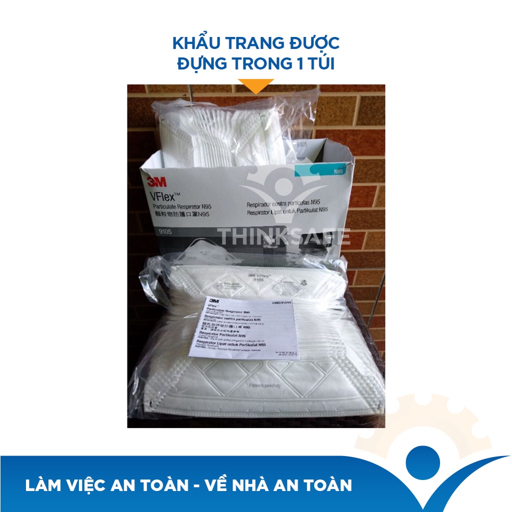 Khẩu trang N95 9105 dây qua đầu kháng khuẩn bụi mịn dùng trong y tế làm việc Khẩu trang 3M chính hãng - THINKSAFE