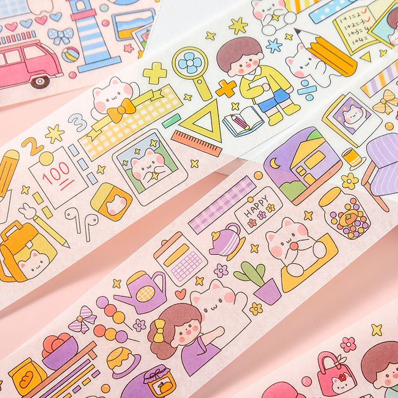 Miếng dán sticker dây dài nhiều hình dễ thương trang trí sổ tay, nhật ký, decor, diy,...