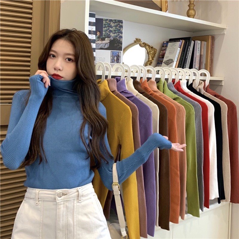 Áo len cổ lọ hàng Quảng Châu loại 1 len tăm lông cừu mềm mịn Junnie Closet