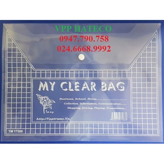 SỈ 100 Túi Clearbag khổ A MỎNG TL-05 - 17580, KT 23.5cm * 31.5cm, túi khuy, túi cúc, bìa nút)