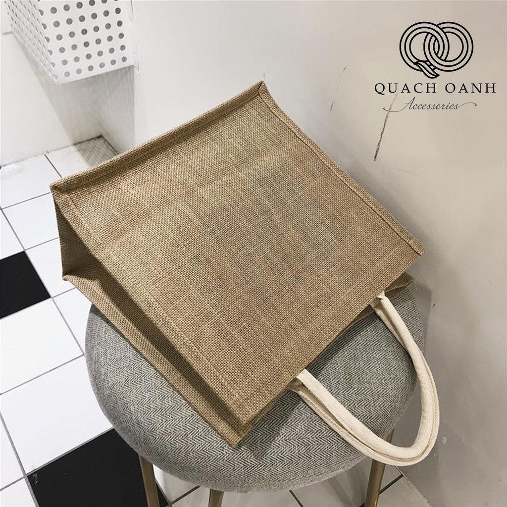 Túi xách đi biển họa tiết chữ Merci - TUI08