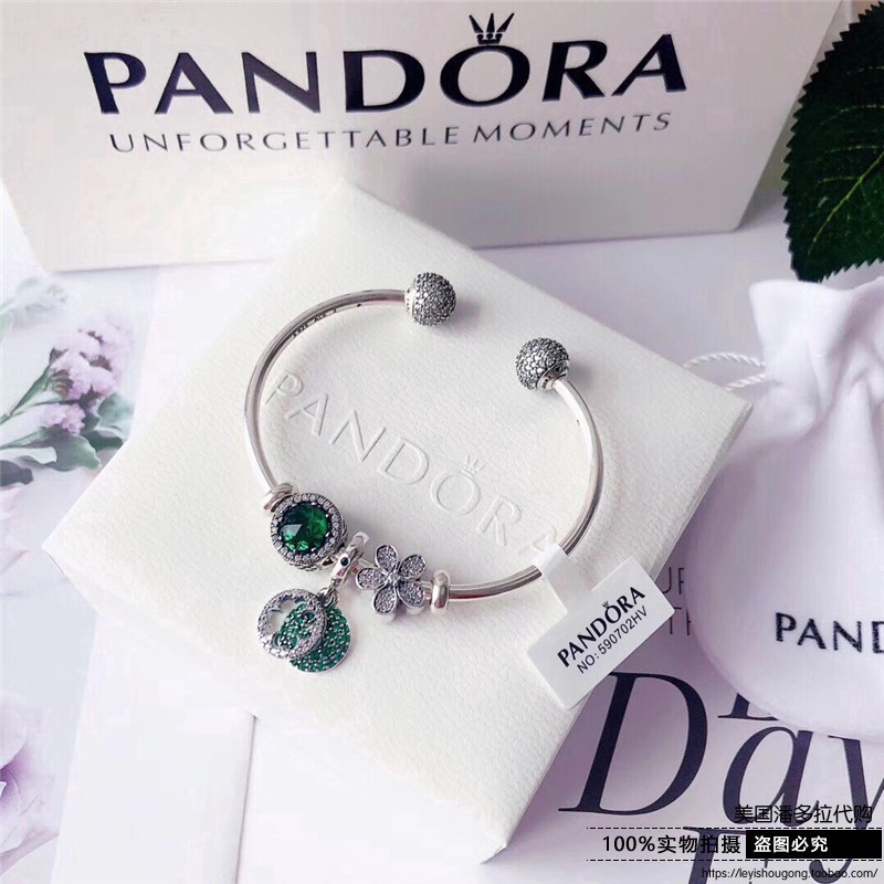 PANDORA Vòng Tay Hở Mặt Cỏ Bốn Lá Bằng Bạc Sterling Pandora925 Aa03564Sfsd Asrt666