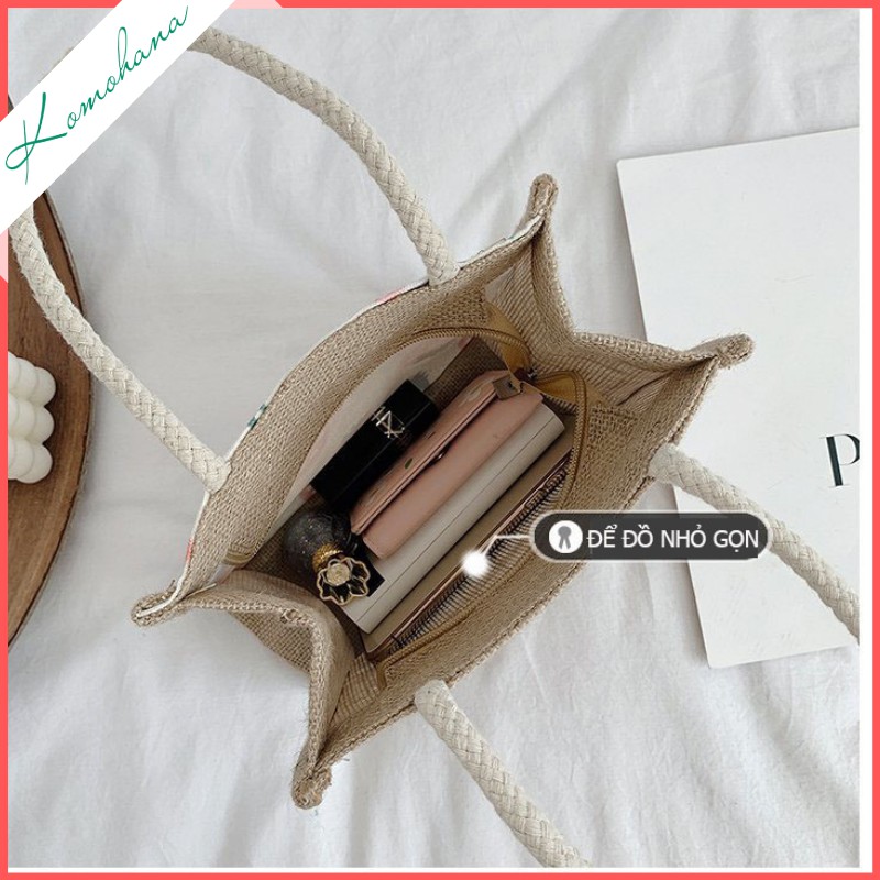 Túi xách nữ mini giá rẻ Komohana túi canvas 20*20cm, làm túi đựng cơm thời trang | BigBuy360 - bigbuy360.vn