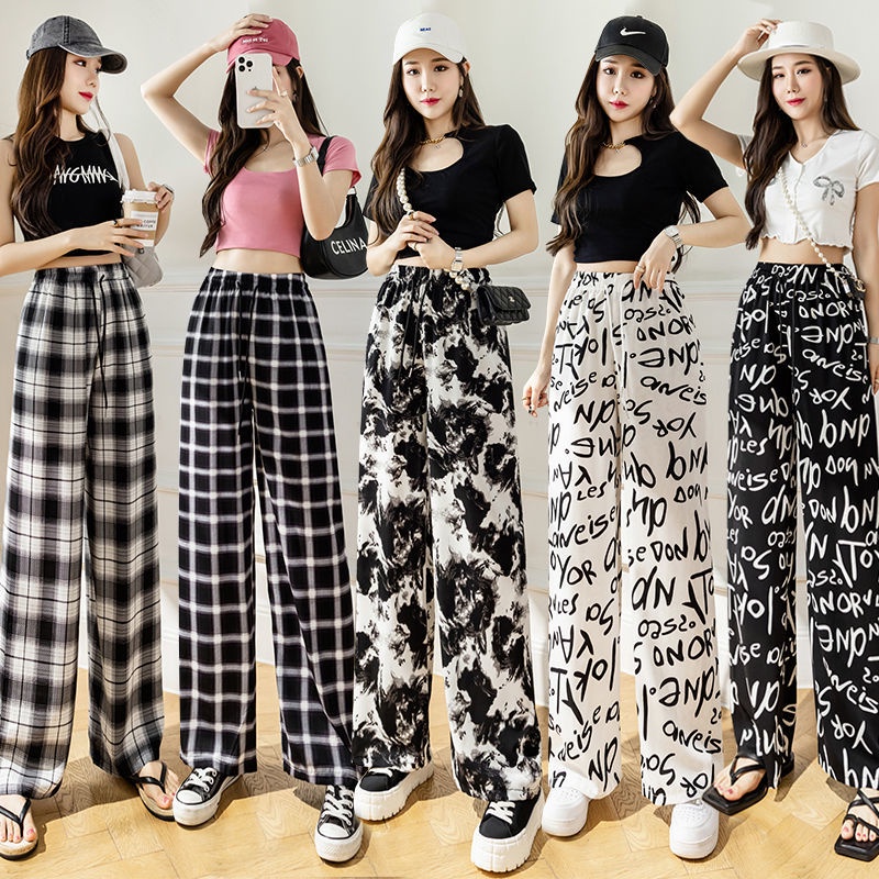 Quần Voan In Họa Tiết Cá Tính Trẻ Trung 164036 Quần Dài Ống Rộng Thời Trang Cá Tính Cho Nữ