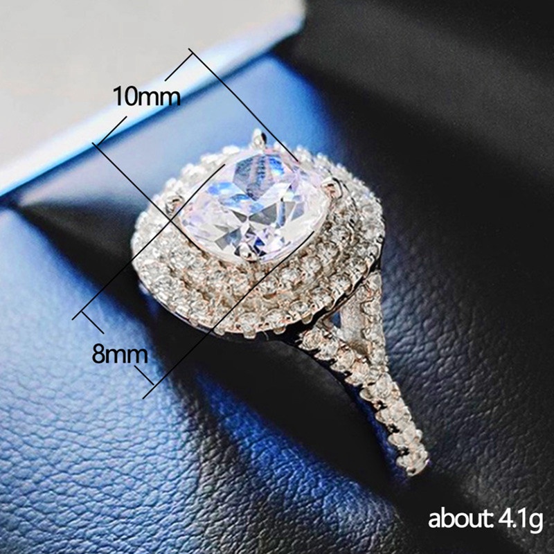 Nhẫn Đính Hôn Bạc Đính Đá Zircon Cao Cấp Màu Sắc Rực Rỡ Dành Cho Nữ