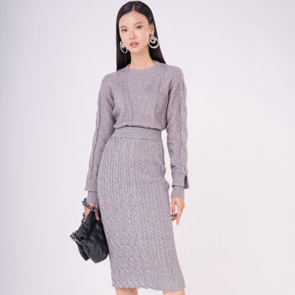 Set đầm len vặn thừng SIXDO