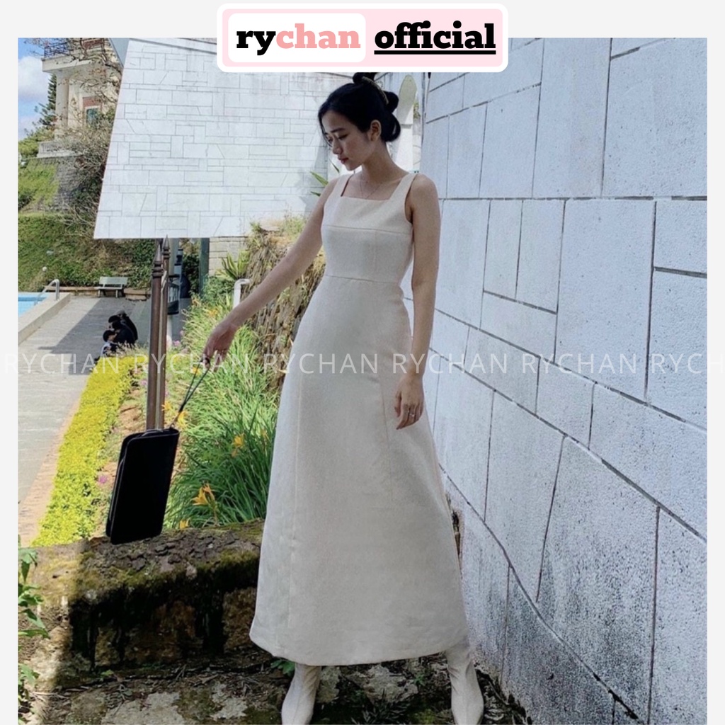 Đầm Nữ Đi Biển Cổ Vuông 2 Dây Bản To Dáng Suông Dài Đến Mắt Cá Chân Cực Sang - DX9826