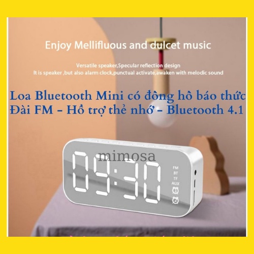 Loa Bluetooth Mini Kiêm Đồng Hồ Báo Thức 5W Màn Hình LED Đồng Hồ Báo Thức - Hỗ Trợ Thẻ Nhớ &amp; Nghe FM