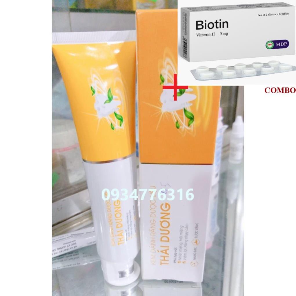 Combo Biotin 5mg+ ✅ Kem đánh răng dược liệu Thái Dương - Tuýp 100 gr