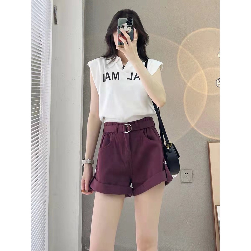 Jiashucheng I Quần Yếm Denim Ngắn Dáng Rộng Cỡ Lớn Thời Trang Mùa Hè Mới Dễ Phối Đồ Cho Nữ