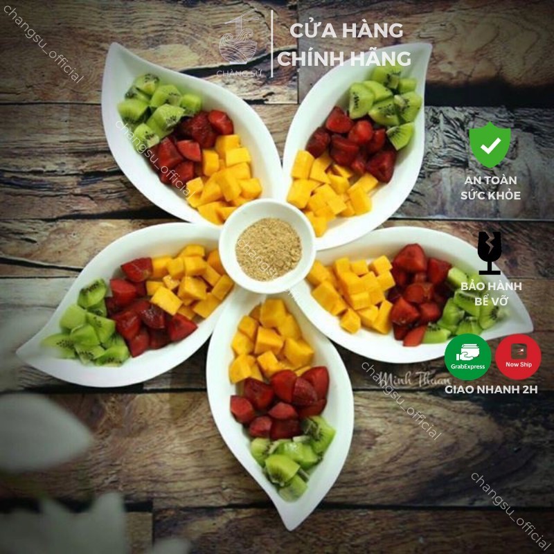 Bộ đĩa lá 6 dĩa sứ xoài phong cách châu âu - Set bát đĩa hoa đẹp thắp hương cúng gia tiên