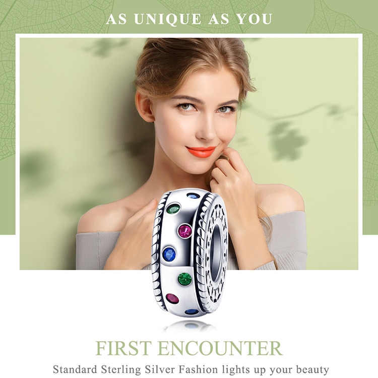 Hạt Phụ Kiện Bamoer bạc 925 Gắn Đá Nhiều Màu Sắc Trang Trí Vòng Tay Cho Nữ