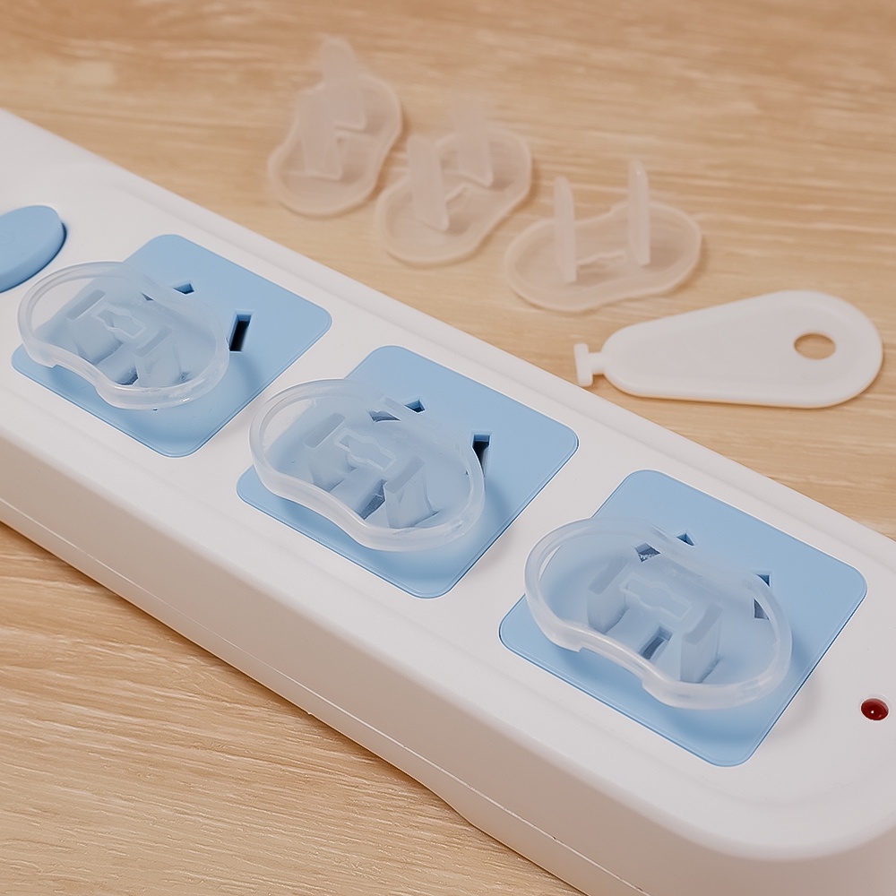 Set 6 Nắp Đậy Ổ Cắm Điện Bảo Vệ An Toàn Cho Bé Thiết Kế Trong Suốt