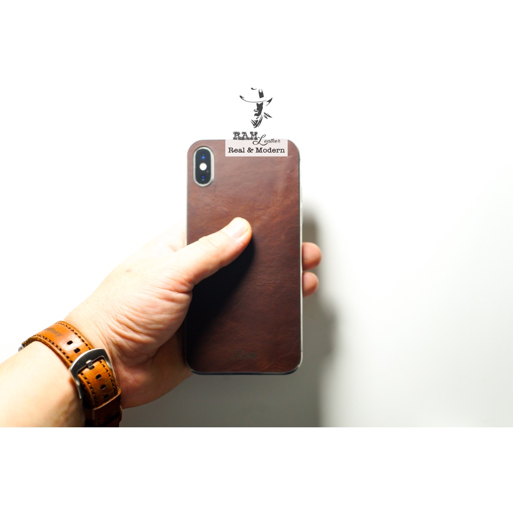 Tấm Dán Lưng IPHONE X Da Bò Socola RAM Leather