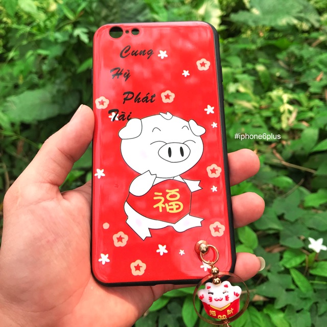 Ốp Heo Thần Tài iphone 6 plus May Mắn ( Tặng Kèm Chuông Thần Tài )