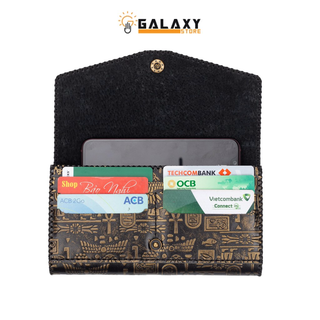 Ví Nữ Cầm Tay Da Bò Handmade Độc Lạ Galaxy Store GVNUA02 (Họa tiết Ai Cập)