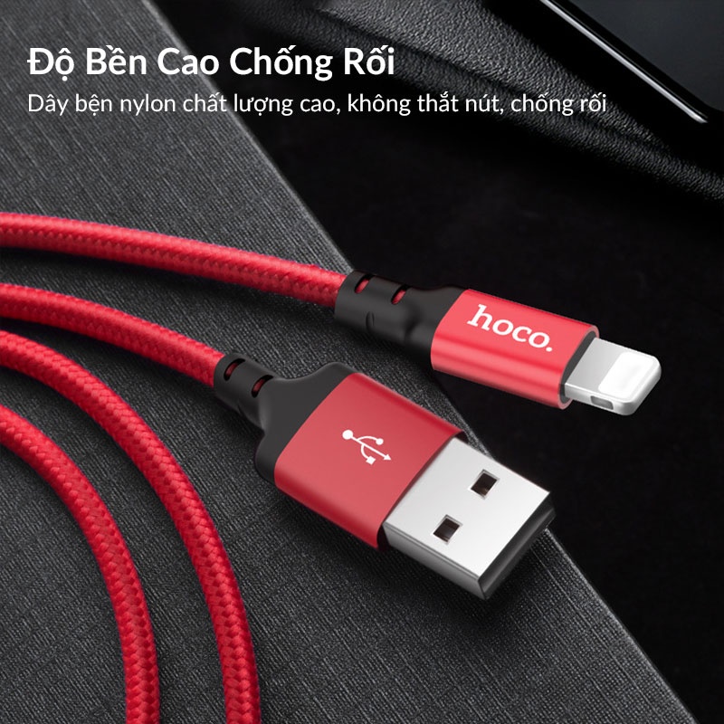 Dây Sạc Nhanh HOCO X14 Dây Dù Chống Đứt Gãy Dài 1m/2m Sạc Nhanh 2.4A Cho iPhone 7 Plus 8 Plus Xsmax X Xs 11 Pro Max 12