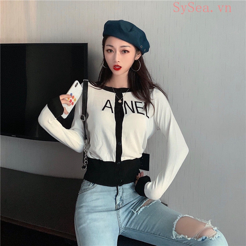 Áo Khoác Cardigan Dệt Kim Tay Dài Phong Cách Hàn Quốc Cho Nữ