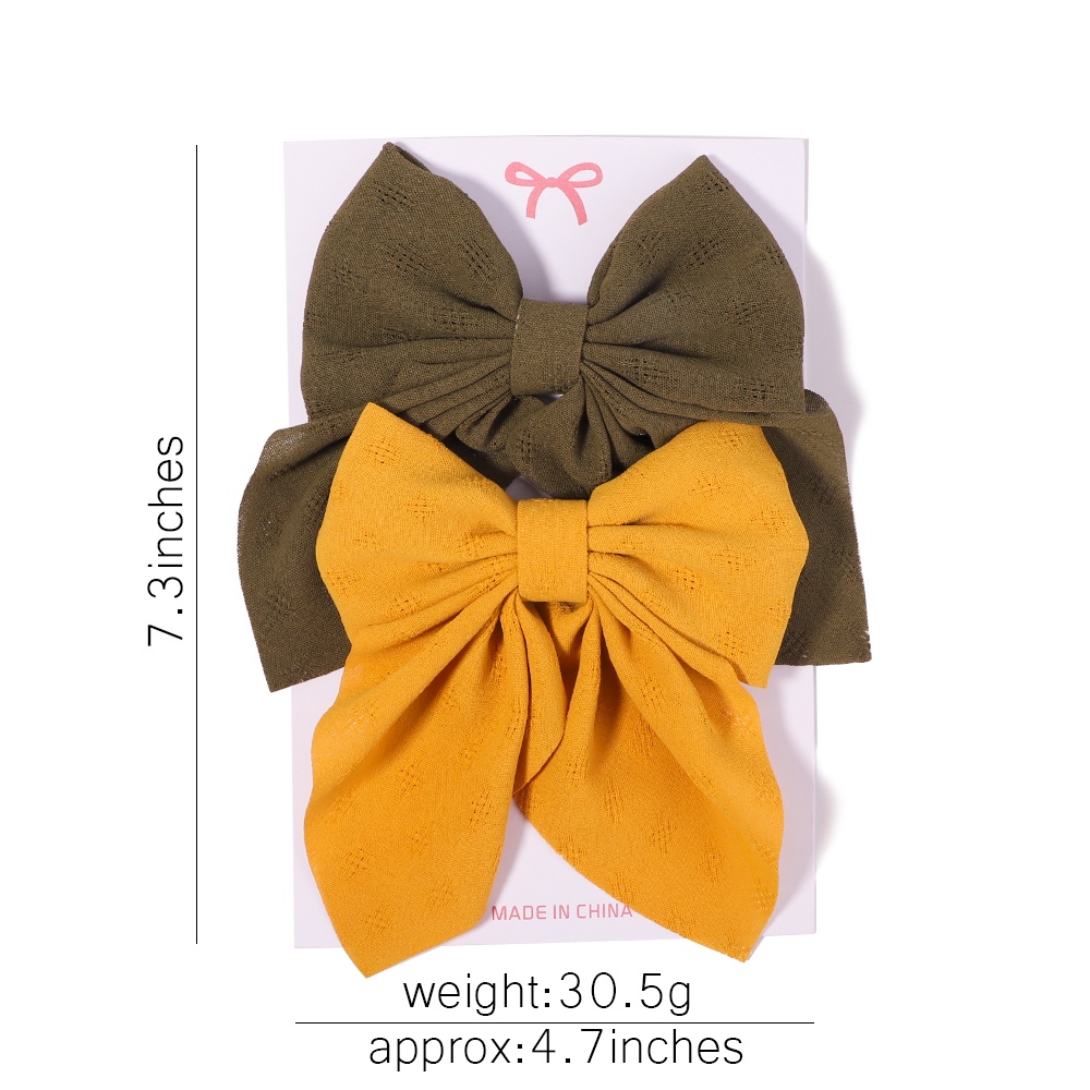 Bộ 2 kẹp tóc KIDSBOWS kiểu nơ lớn màu trơn thời trang cho nữ
