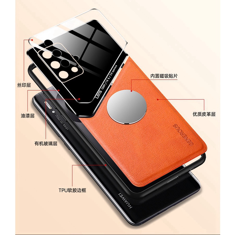 Ốp Điện Thoại PC Cứng Mặt Da Có Khung Kim Loại Nam Châm Cho Oppo A95 A74 A54 A94