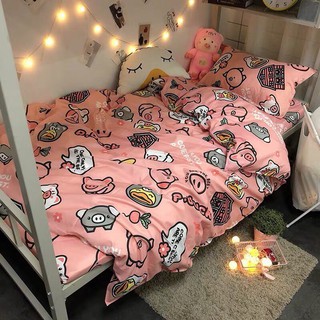 Sét chăn ga cotton poly lợn hồng mới