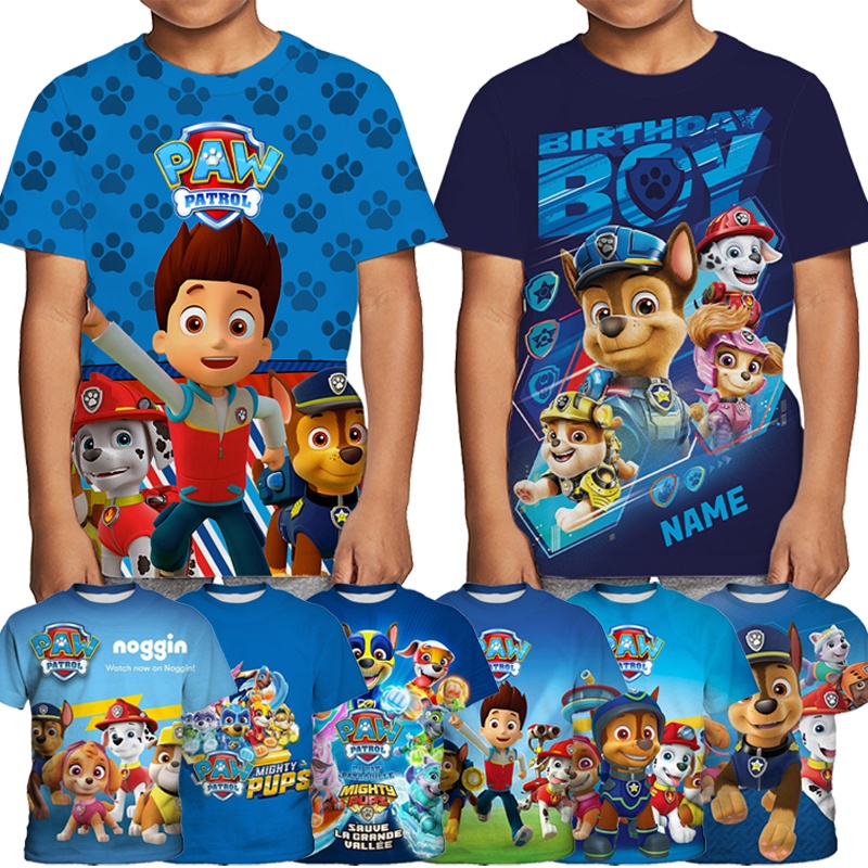 Áo Thun Ngắn Tay In Hoạt Hình Paw Patrol 3-14 Tuổi Thời Trang Cho Bé Trai