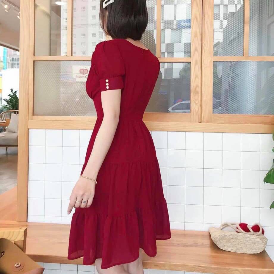 Đầm Nữ Chít Eo Cúc Dọc