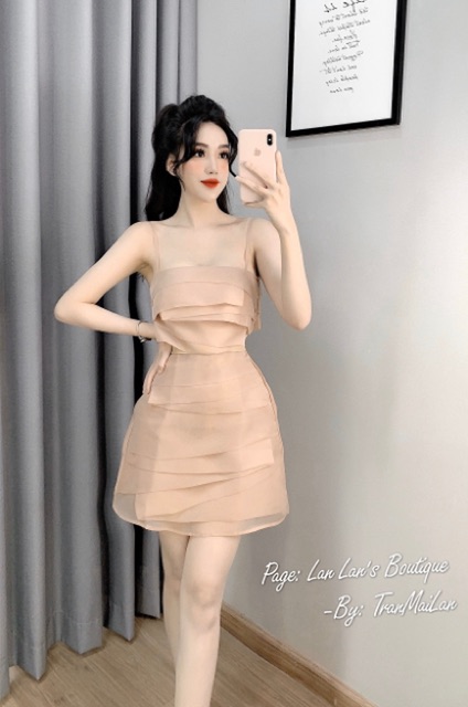 VÁY TƠ MỸ XẾP TẦNG 2 DÂY