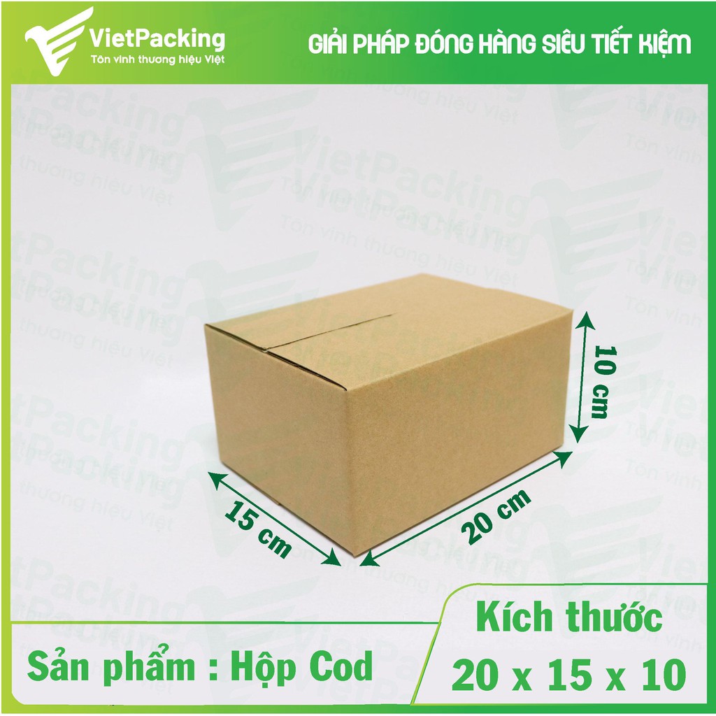 [Sản phẩm bán chạy] 50 hộp carton size 20x15x10 giấy cứng, 2 mặt nâu, hộp đẹp vuông vức