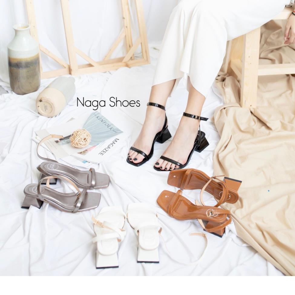 Vip Cao gót NAGASHOES mũi vuông quai chéo đinh NAC88 .