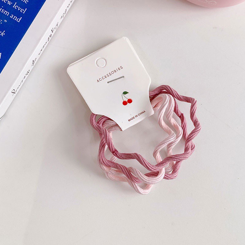 Set 4 Dây Thun Cột Tóc Màu Trơn Đơn Giản Thời Trang Cho Nữ