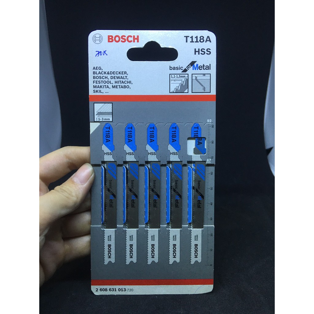 [CHÍNH HÃNG] Lưỡi cưa lọng sắt dày Bosch T118A (1.1 - 1,5mm)