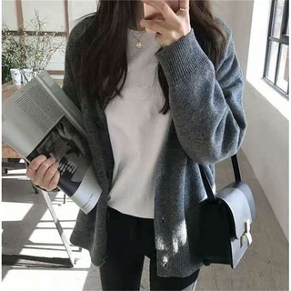 Knitwear Cardigan women Loose Sweater Thick Outside Solid Color korean style oversize loose knitted