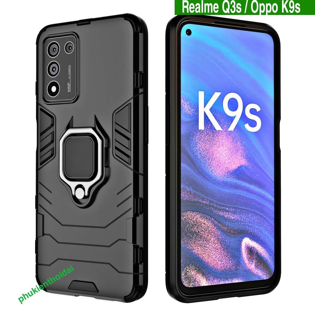 Ốp lưng Realme Q3s / Oppo K9s Iron Man Iring chống sốc chống va đập mạnh giá đỡ mặt lưng xem phim
