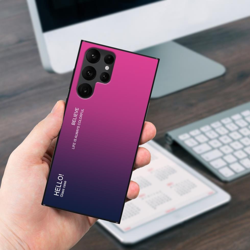 Ốp lưng Samsung S22 / S22+ (s22 plus) / S22 ultra 5G (s22ultra) S23 Ultra  - Gradient edition, chất liệu kính cường lực