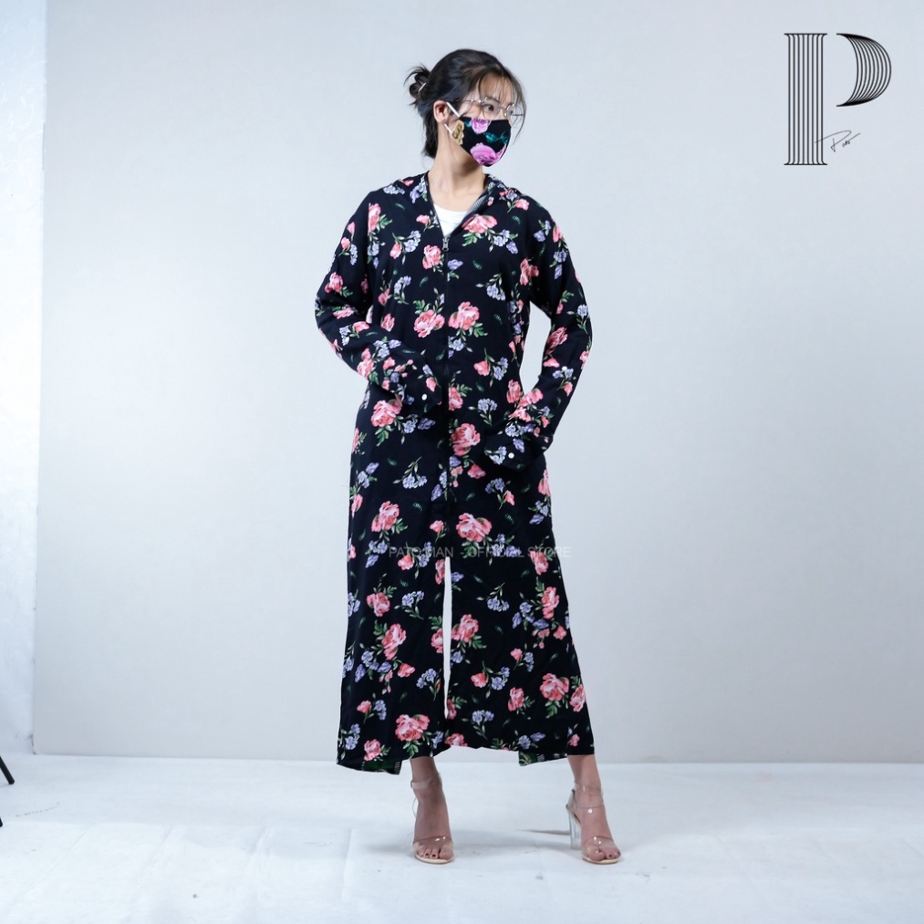 Áo chống nắng toàn thân PATO áo khoác nắng nữ dáng dài vải lanh chất lanh họa tiết