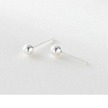 Bông tai bi tròn Bạc ý 925 nguyên chất khuyên tai bóng sáng