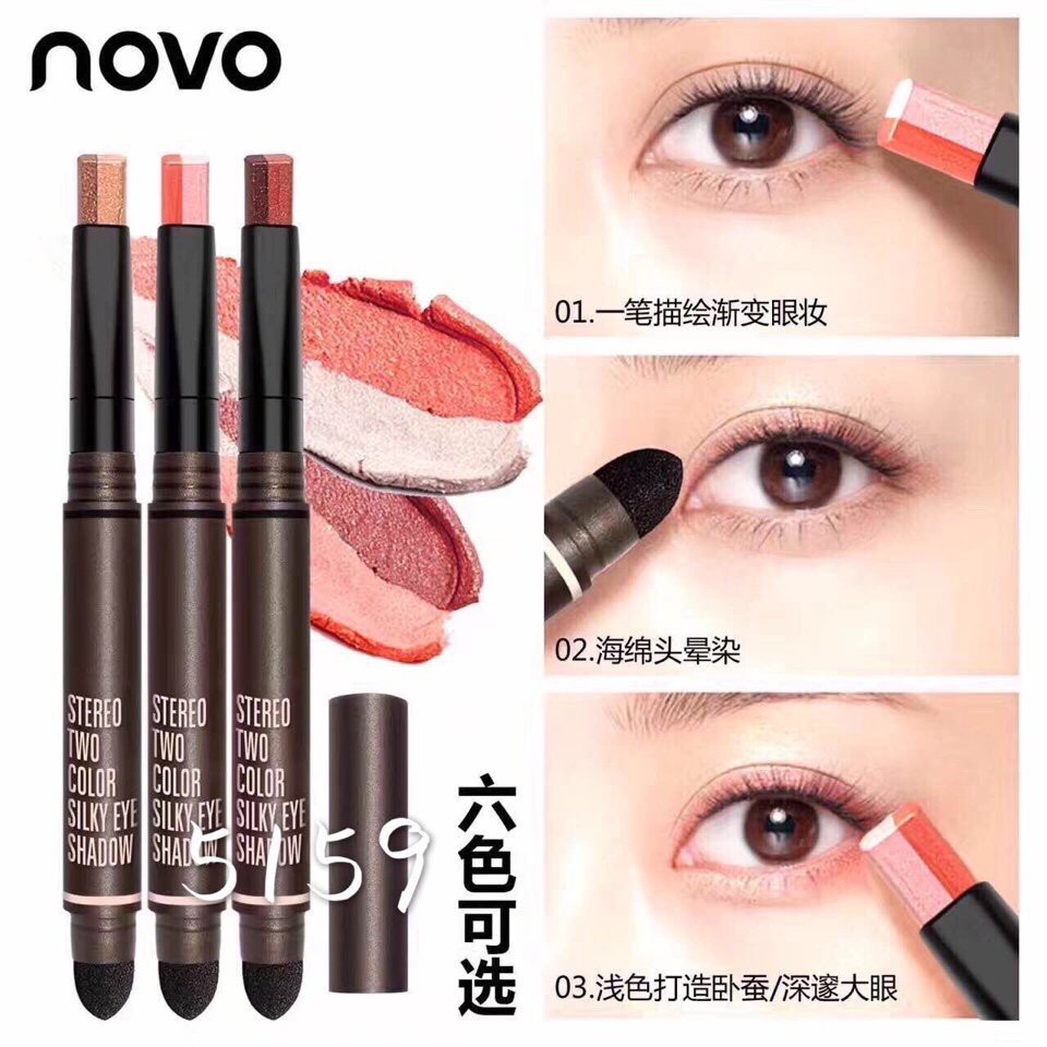 Bút màu mắt 2 line Stereo Two Line Eye Shadow Novo