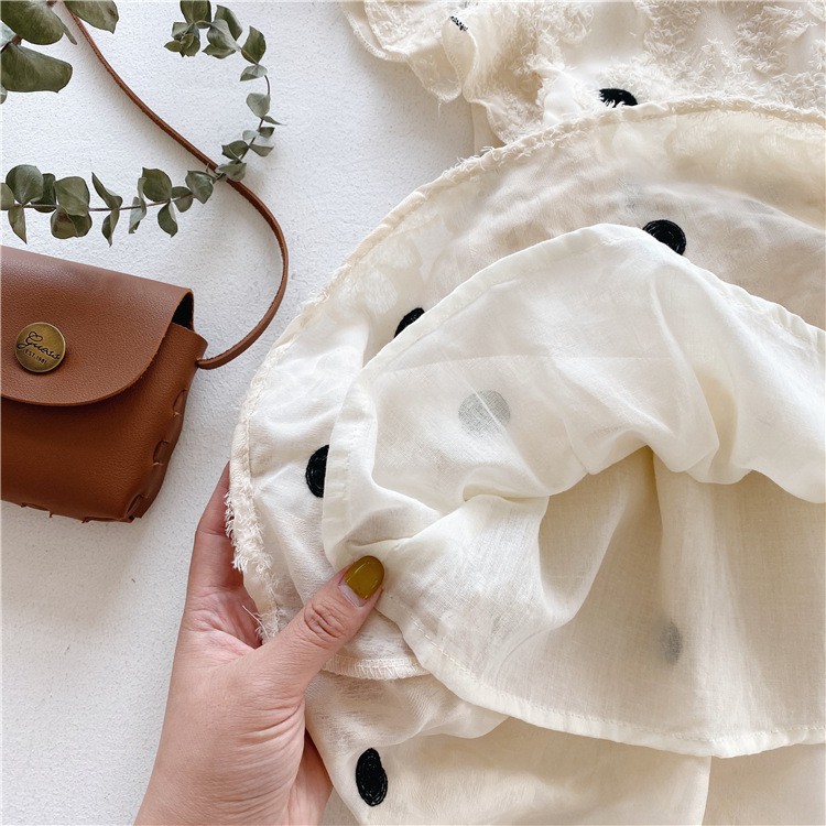 [SALE HOT 2020]Váy trẻ em tiểu thư TT10 chấm bi trắng ren hai lớp hàng quảng châu cao cấp cho mùa hè