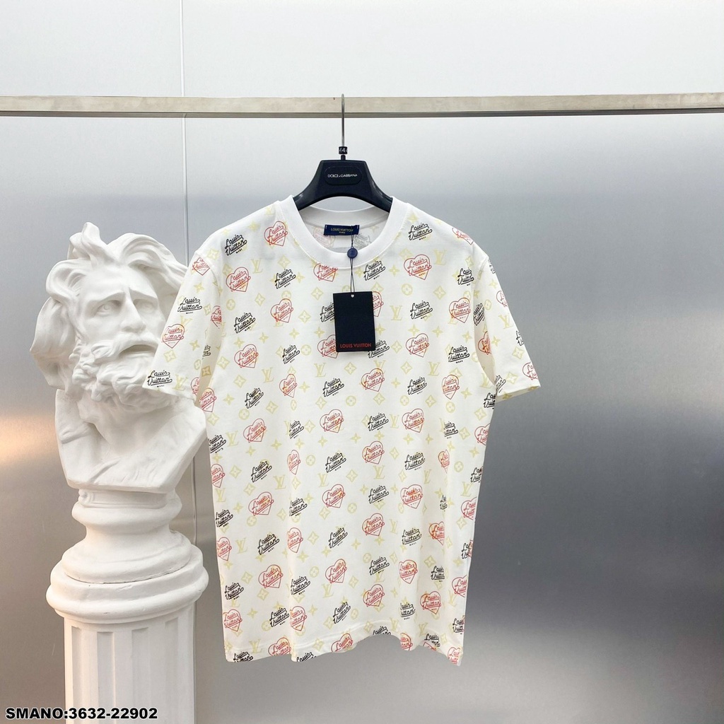 Áo Phông Nam LV Họa Tiết In Chữ. Áo thun Lv Nam cổ Tròn Chất Cotton Mát Mịn DT STORE MENWEAR