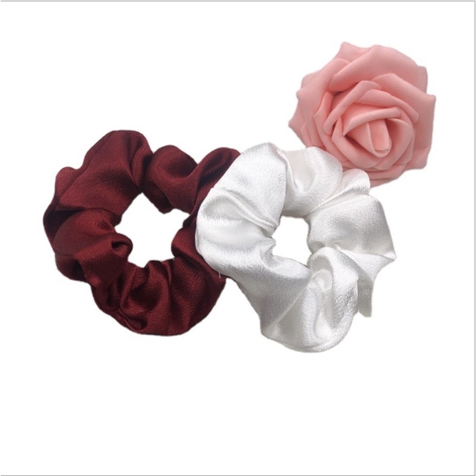 Dây Buộc Tóc Vải Lụa Satin Co Giãn Màu Trơn P00235 Cho Nữ