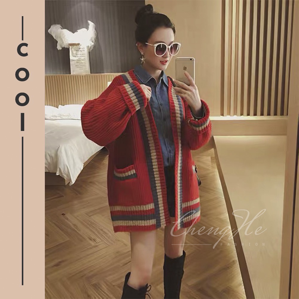 (SẴN) Áo khoác len cardigan nữ dày dặn thời trang thu đông A00074