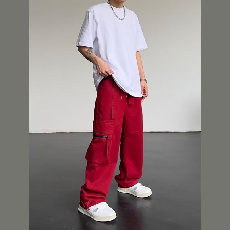 Quần dài ống rộng phong cách hip hop thời trang cá tính cho nam và nữ quần ống rộng quần đỏ quần thun ống rộng quần suông ống rộng quần dài nam