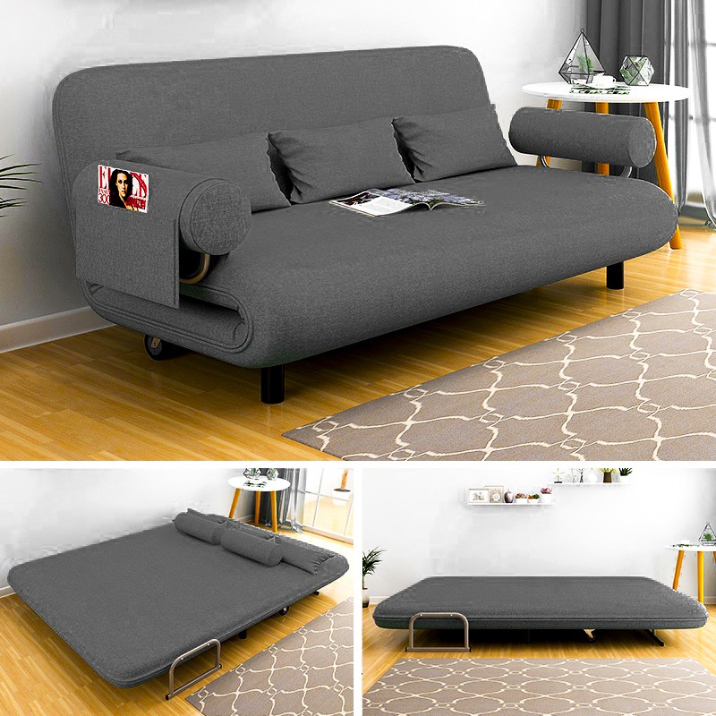 Ghế sofa giường nằm đa năng Kachi MK191 - Màu xám + Tặng 2 gối dựa
